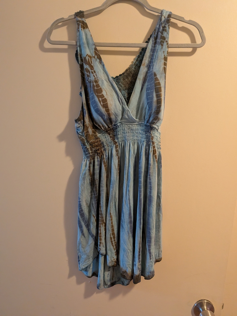 Candie's Light Blue and Brown Printed Sleeveless Tank